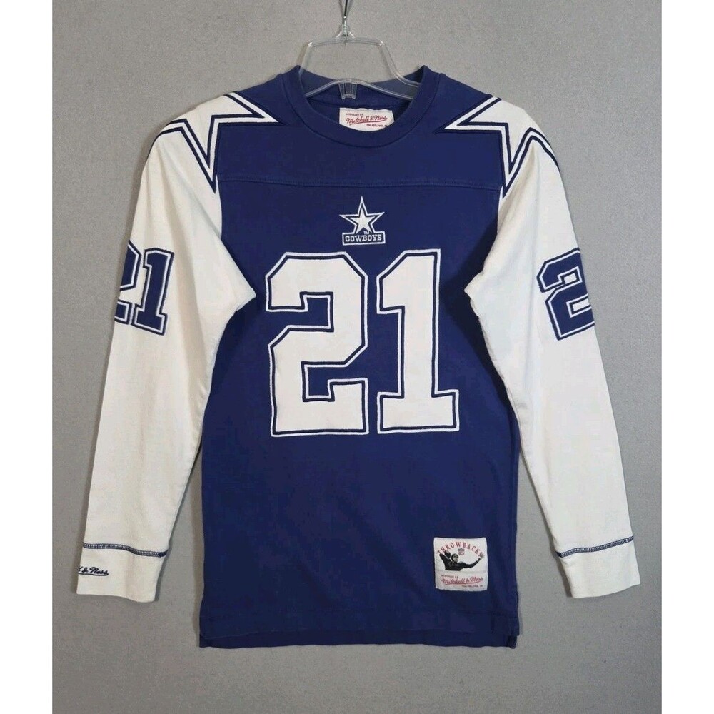 Mitchell & Ness Deion Sanders #21 Stitched LS Dallas Cowboys Jersey Size S